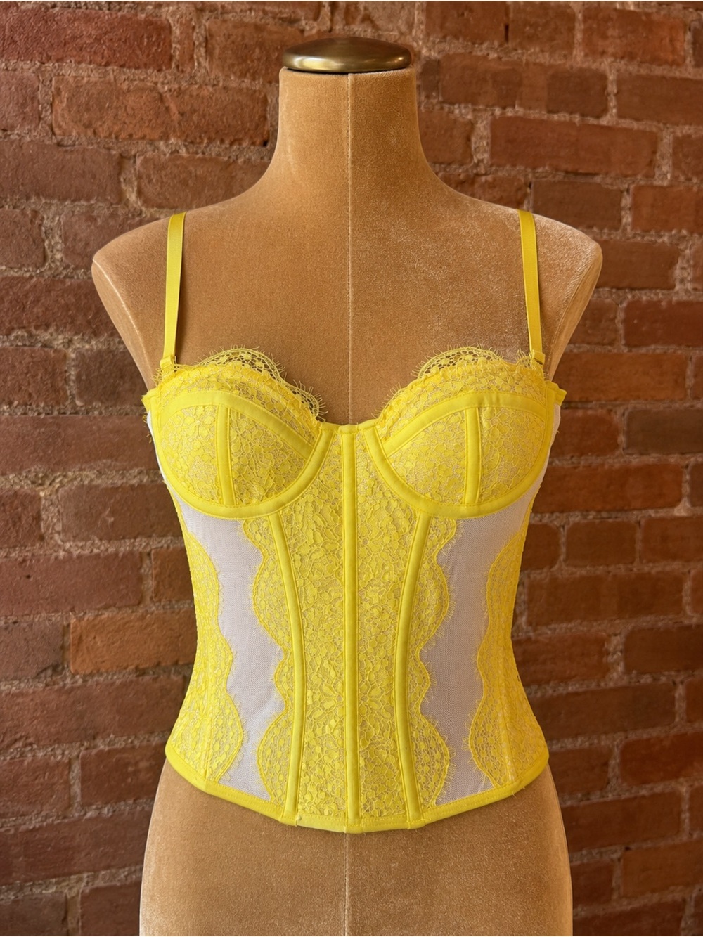 Urban Outfitters Sunny Yellow Lace Corset Bustier